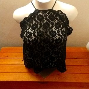 Flower mesh tank with skinny straps